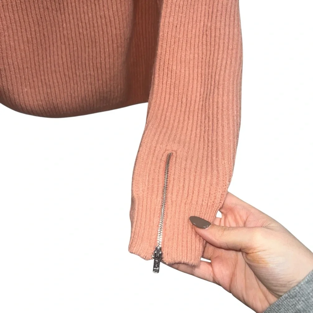 NEW NWT For Love & Lemons Ryan Half Zip Cropped Sweater In Rose Pink